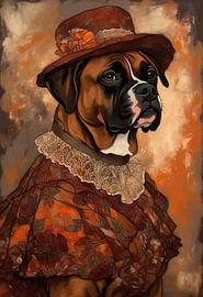 Boxer Hund im viktorianischen Kleid
