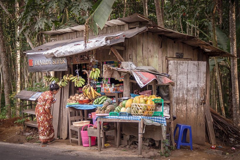 Traditioneller Laden mit Obst an der Straße irgendwo auf Java von Jeroen Langeveld, MrLangeveldPhoto