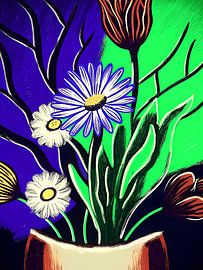 Modernes Blumenstillleben von Artistic