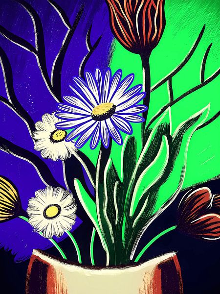 Modern bloemstilleven van Artistic