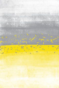 Abstrakte Malerei Nr. 52 | Illuminating Yellow & Ultimate Grey von Melanie Viola