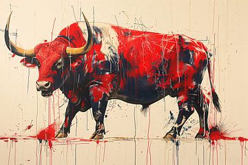 Abstract rode stier van Art & Soul Creations