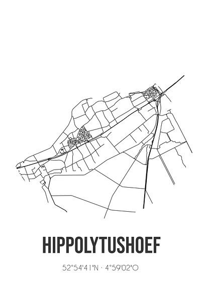 Hippolytushoef (Noord-Holland) | Map | Black and White by Prints of Place