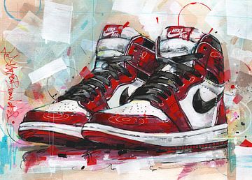 Nike Air Jordan retro 1 Chicago peinture sur Jos Hoppenbrouwers