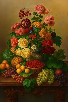 Stilleben mit Blumen und Früchten - Henri Robbe von INGO
