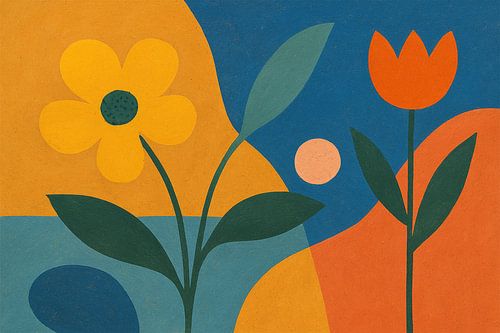 Abstract botanisch schilderij.