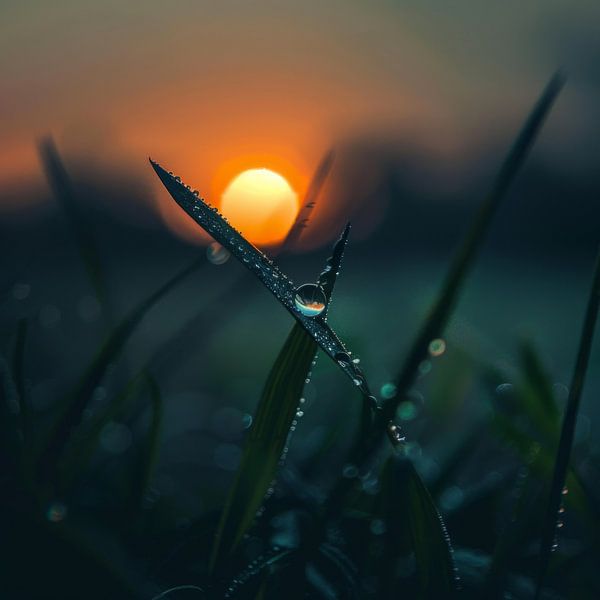 Ochtenddauw bij schemering - natuurfotografie voor thuis van Poster Art Shop