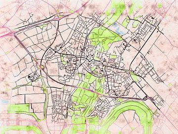 Kaart van Grevenbroich in de stijl 'Soothing Spring' van Maporia