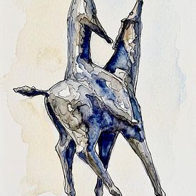 Cavalier à cheval (dessin à l'encre lavée) sur Hans Levendig (lev&dig fotografie)