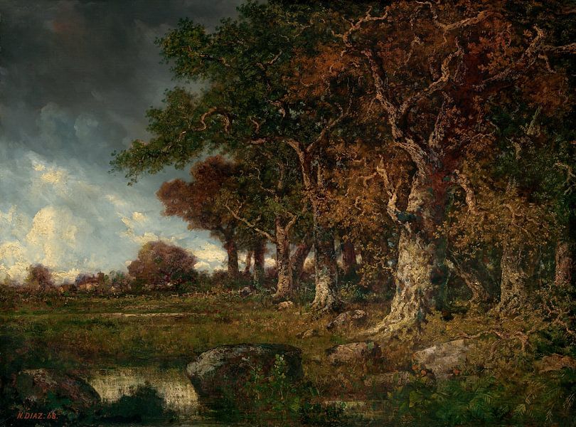The Edge of the Forest at Les Monts-Girard, Fontainebleau, Narcisse Díaz de la Peña by Masterful Masters