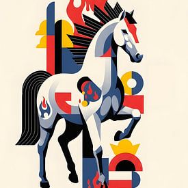 Feuer Pferd 2026 Chinesisches Tierkreiszeichen Moderne Kunst Illustration von Clay Artista