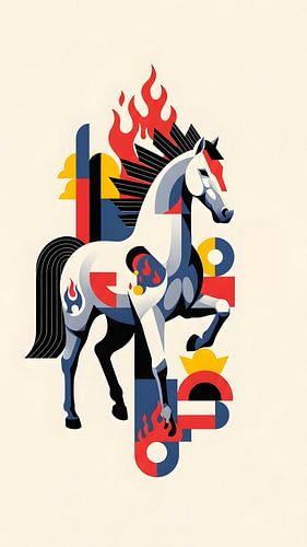 Cheval de feu 2026 Zodiaque chinois Illustration d'art moderne