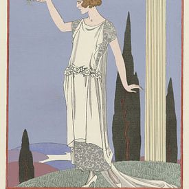 George Barbier - Psyché ; Robe du soir, de Worth (1921) by Peter Balan