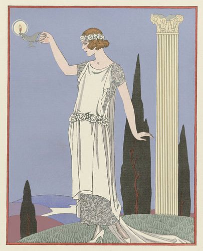 George Barbier - Psyché ; Robe du soir, de Worth (1921)