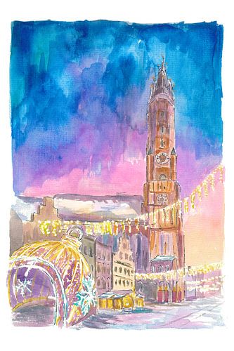 Landshut Christmas bauble by night