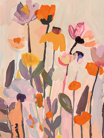 Abstrakter Blumenprint, botanische Wanddekoration, farbenfrohe Blumen von Bella studio