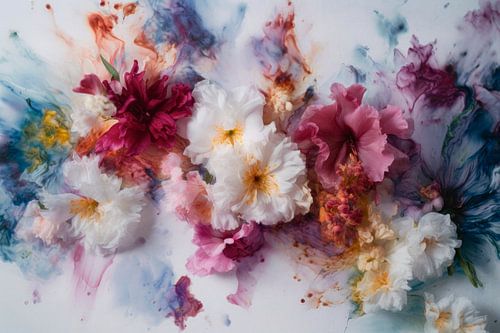 Abstracte Bloemenexplosie - Kleurrijke Schilderkunst