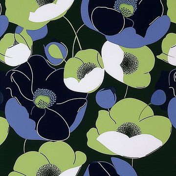 Graphic Bloom in Blau und Grün von Color Square