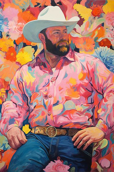 Cowboy mit Blumen von BEARpictureart