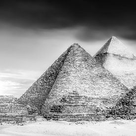 Egypt - the pyramids of Giza in black and white