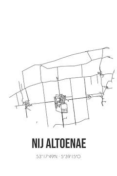 Nij Altoenae (Fryslan) | Landkaart | Zwart-wit van Rezona