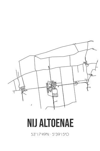 Nij Altoenae (Fryslan) | Landkaart | Zwart-wit