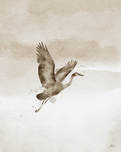 Watercolour of a crane