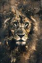 Majestic abstract lion head with gold accents by Art & Soul Creations thumbnail