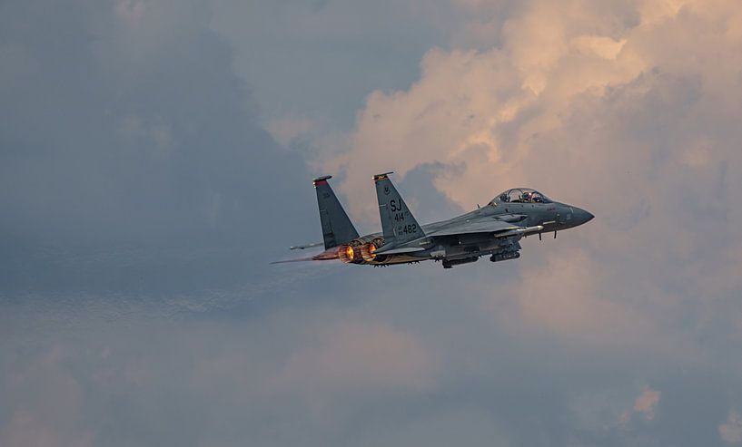 Take-off U.S. Air Force F-15E Strike Eagle. by Jaap van den Berg