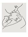 Moederliefde (lijntekening kind portret pasgeboren baby kamer beige line art minimalisme schattig ) van Natalie Bruns thumbnail