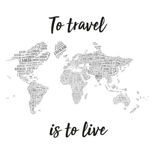 Typografische Wereldkaart Wandcirkel met Quote | Nederlandstalig