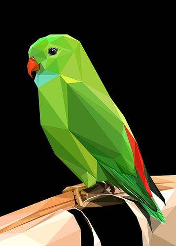 Groene parkiet Vogel Abstract Low Poly