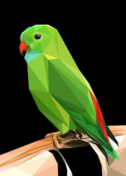 Green Parakeet Bird Abstract Low Poly by Yoga Art 15