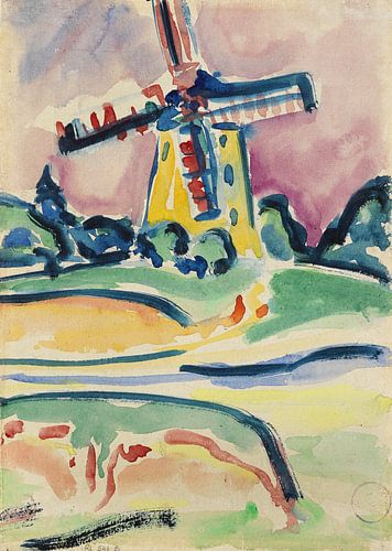 Molen (Een windmolen op Fehmarn), ERNST LUDWIG KIRCHNER, Um 1908