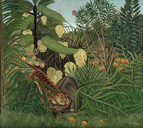 Gevecht tussen een Tijger en een Buffel, Henri Rousseau...