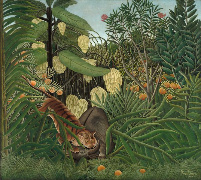 Kampf zwischen einem Tiger und einem Büffel, Henri Rousseau von Meisterhafte Meister