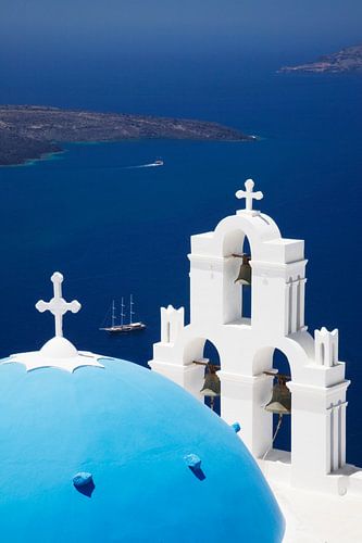 Church over the Aegean Sea, Santorini, Cyclades, Greece