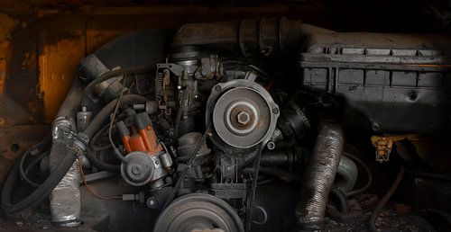 Motor van een Oldtimer Volkwagenbus