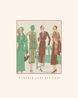 Marcher avec des amis | Vintage Art Deco Fashion Print | Historical Fashion, Advertisement