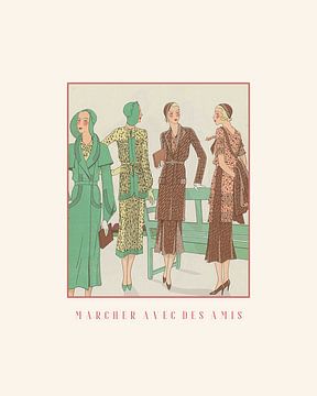 Marcher avec des amis | Vintage Art Deco Fashion Print | Historische Mode, Werbung von NOONY
