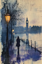 London Big Ben – Verträumtes Gemälde in Blau von BowiScapes – Kunst und urbane Wandgestaltung