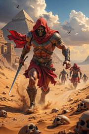 Dark Fantasy Art Wandbild: SAHKAR – Ägyptische Wüstenkrieger ziehen in die Schlacht von INFERAURUM - Dark Fantasy Wall Art & Poster