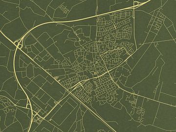 Carte de Veghel en or vert sur Map Art Studio