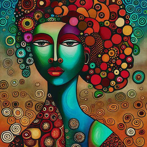 Afrikaans meisje met een kapsel van bloemen