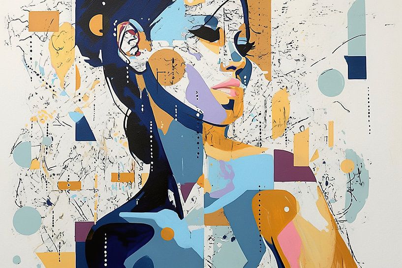 Portret modern schilderij van Abstract Schilderij