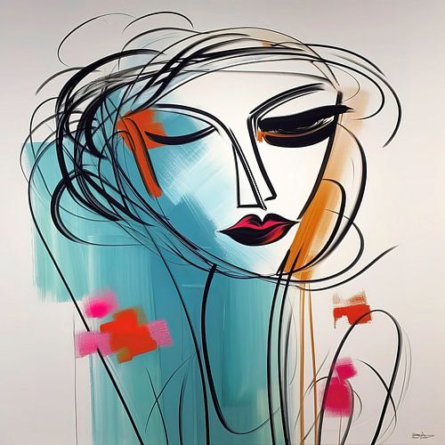 minimalistisch schilderij van een vrouw