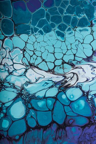 Abstract: Vloeibare kleuren turquoise en paars