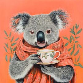 Kuschel-Koala mit Teetasse von Poster Art Shop