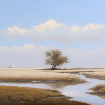 Beige Painting Tranquil Abundance | Landscape painting by Blikvanger Schilderijen