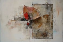 Peinture abstraite - tons de terre neutres avec accent rouge sur Joriali Art abstrait